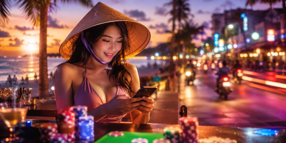 Người chơi thư giãn tại Phú Quốc với bộ bài và nón lá truyền thống